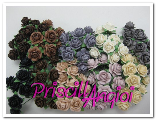 10 rosas abiertas 1.0 cm color Tonos marrones - elegir color - Haga un click en la imagen para cerrar